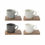 Easy Life Take a Break Cups & Saucers Set in Box - Gray & White 110ml 8-Piece