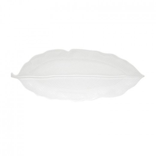 Easy Life Madagascar Tropical Leaf Serving Platter in Box - White  47*19cm