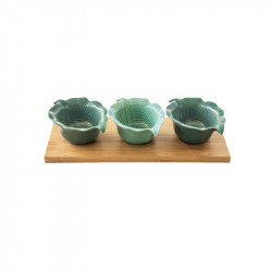 Easy Life Madagascar  Leaf Appetizer Set in Box - Green 4-Piece