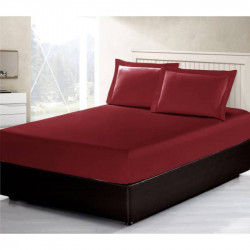 ARMN Vero Fitted Sheet Set - Burgundy Queen-size 3-Piece