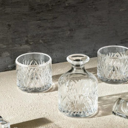 Madame Coco Aron Glass Whiskey Carafe Set - With Lid   3 Piece