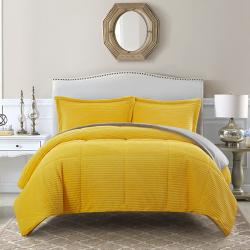 Nova home campo cordroy flannel winter comforter set - single/twin yellow  3 pcs