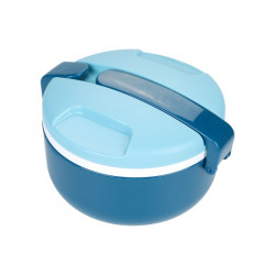 Vague Plastic Two Layer Round Lunch Box  Blue 1.5 Liter