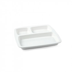 Vague Melamine Square 3 Compartment Divided Platter 25 Cm