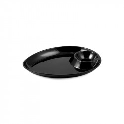 Vague Melamine Triangle Platter with Sauce Hole Black 25 Cm