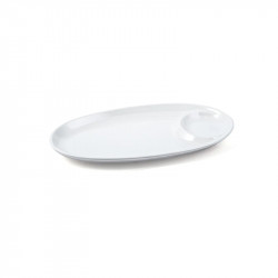 Vague Melamine Oval Platter with Sauce Hole 30 centimeter