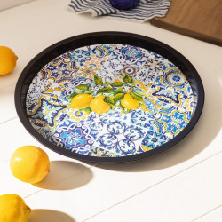 Madame Coco Lemoncha Round Metal Tray 35*35*2.8 CM