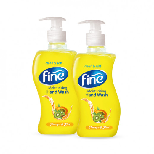 Fine Moisturizing Liquid Hand Wash Papaya & Kiwi 500ml Yellow 2 Pieces