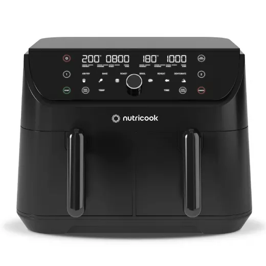 Nutricook Dual-Basket Air Fryer, 8L, Black, 2400 Watt