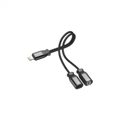 Awei cl-73 lightning adapter to lightning & 3.5mm 2a black