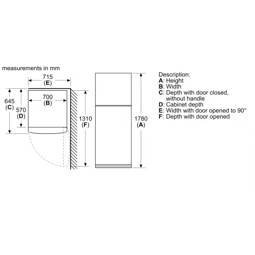 Bosch free-standing fridge-freezer with freezer at top 178 x 70 cm White Serie | 2