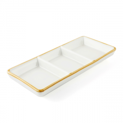 Porceletta Ivory Mocha Porcelain Rectangular Compartment Dish 17.5 cm / 7