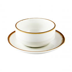 Porceletta Ivory Mocha Porcelain Soup Cup & Saucer 220 ml