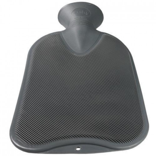 Fashy double ribbed hot water bottle latex free grey 2.0l