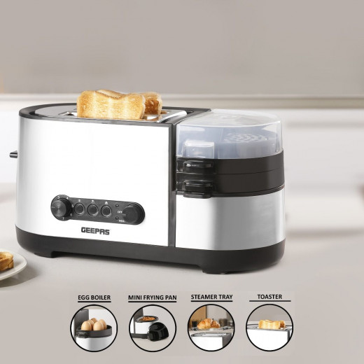 Geepas 5 in 1 toaster with egg boiler and poachers