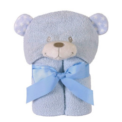 Nova bear hooded towel blanket blue 75x100 cm