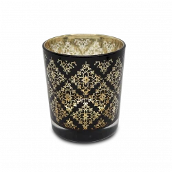 Flower black & gold glass candle / accessories holder