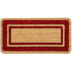 Coconut Doormat Entrance Mat Natural Fibre Non-Slip Bottom Edge (Red, 33 x 70 cm)