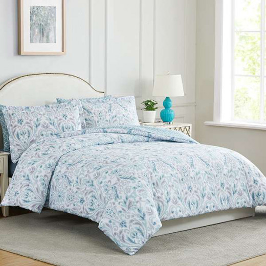 Nova Home "Stratford" Double-Face Printed Comforter, Green Color, King/Super King, 6 Pieces