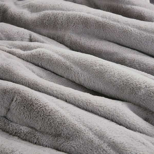 Nova Home Amara Winter Fur Comforter set - King/Super King - Grey 6 Pcs