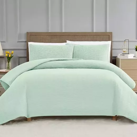 Nova Home Crinkled Comforter Single /Twin Single, Green Color ,3 Pieces