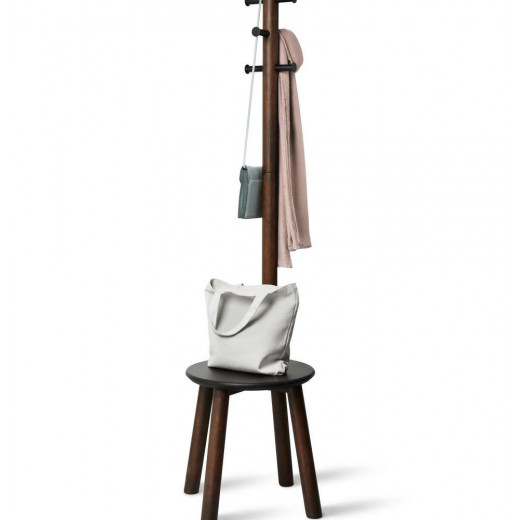 Umbra Pillar Stool and Coatrack - Black & Walnut