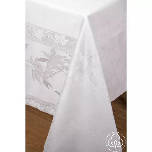 Nova Home Rana Table Cloth, Poly Cotton, White Color, 160*320 Cm