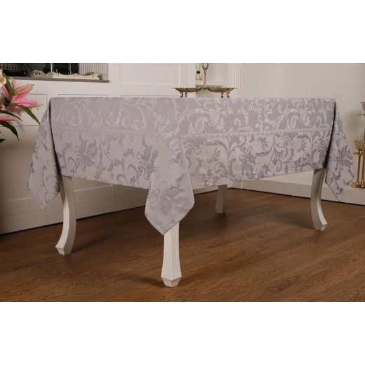 Nova Home Sketched Table Cloth, Poly Cotton, Grey Color, 160*270 Cm