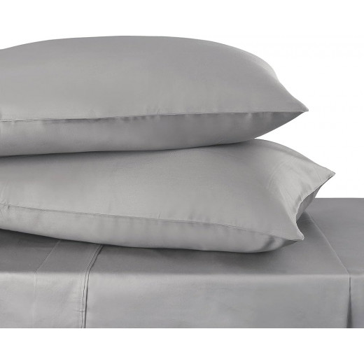 Fieldcrest Plain Fitted Sheet Set - 100% Cotton, Grey  Color, Twin Size