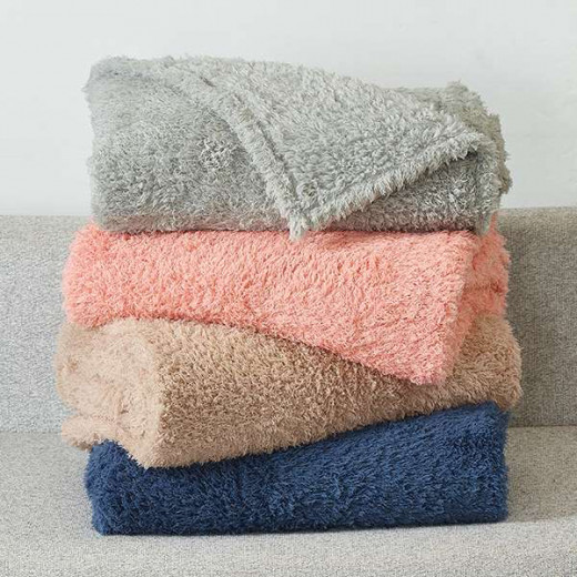 Nova Home Fur Fluffy Blanket - Single/Twin- Ivory - Blue