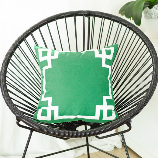 Nova Home Geometric Story Printed Cushion Cover, Green Color, 45x45 Cm