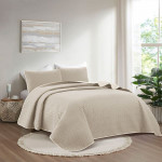 Nova Home Cross Bed Spread Set, Taupe and Ivory Color, Twin Size