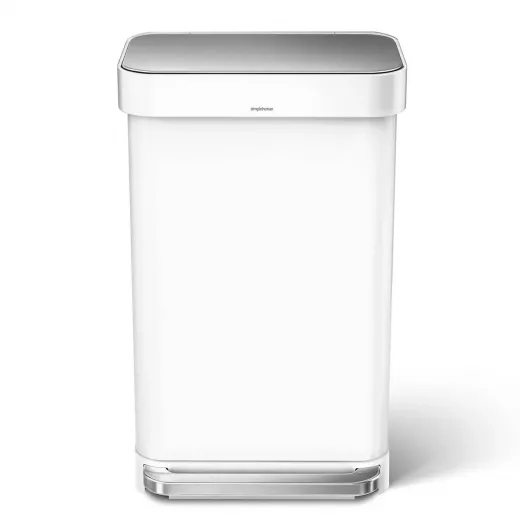 Simplehuman stainless steel trash bin, white color, 45 liter