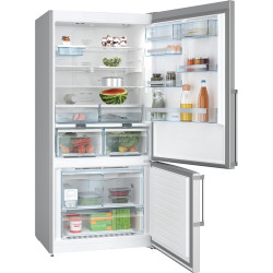 Series 6 free-standing fridge-freezer with freezer at top 186 x 86 cm Stainless steel (with anti-fingerprint)