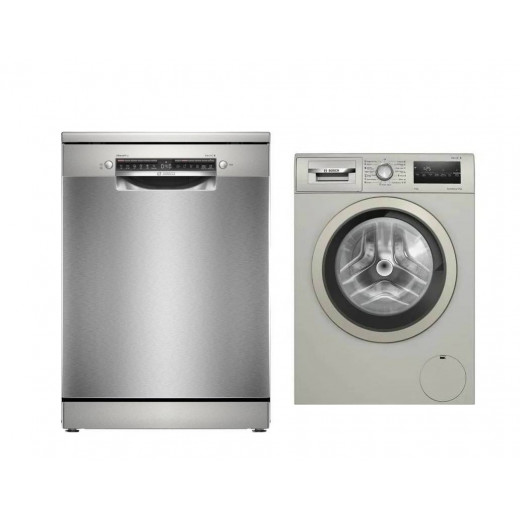 Bosch Freestanding dishwasher 60cm Silver + Washing machine Silver