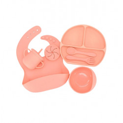 Glitter Baby Silicone Baby Feeding Set, Pink Color