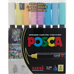 Uni-Ball | Uni Posca Extra Fine Tip Pen | Soft Colors | 8 pcs