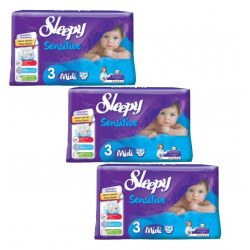 Sleepy Baby Diapers Sensitive 3, 4-9 kg, 54 Pieces, 3 Packs