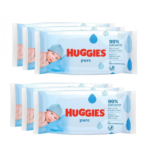 Huggies Wipes Pure, 56 Wipes, 6 Packs