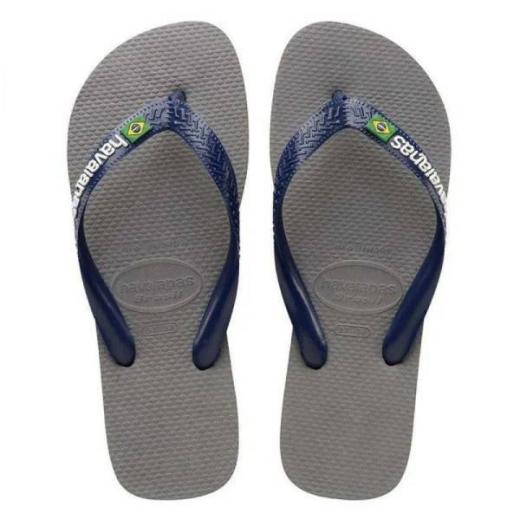 Havaianas Brasil Logo Steel Grey/navy Blue 45