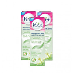 Veet Cream Hair Removal With Shea Butter for Dry Skin, 100 Ml, 3 Packs