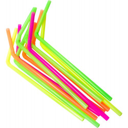 Flexible Plastic Drinking Disposables Multicolor Straws, 100 Pieces