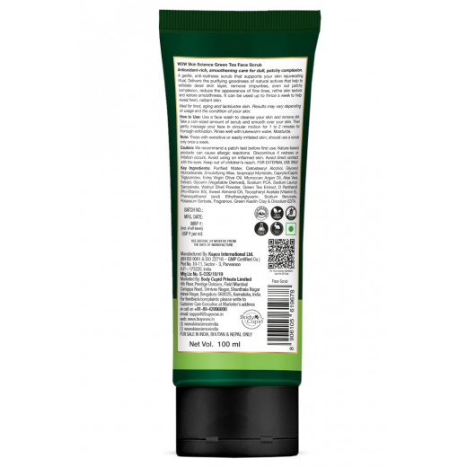 Wow Skin Science Green Tea Face Scrub, 100ml, 2 Packs