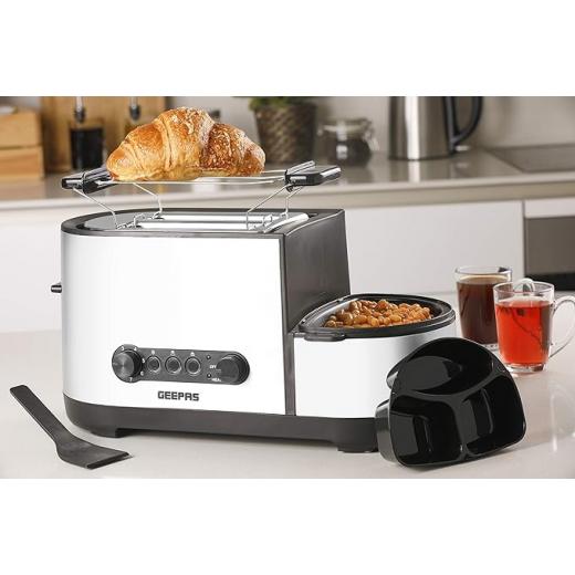 Geepas 5 In 1 Toaster With Egg Boiler And Poachers, Stainless Steel 2 Slice Toaster