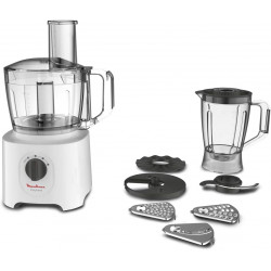 Moulinex Easy Force Food Processor, 800 Watts, 6 Attachments, White