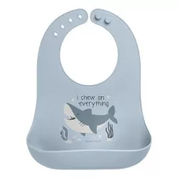 Stephen Joseph Silicone Bib, One Size, Shark