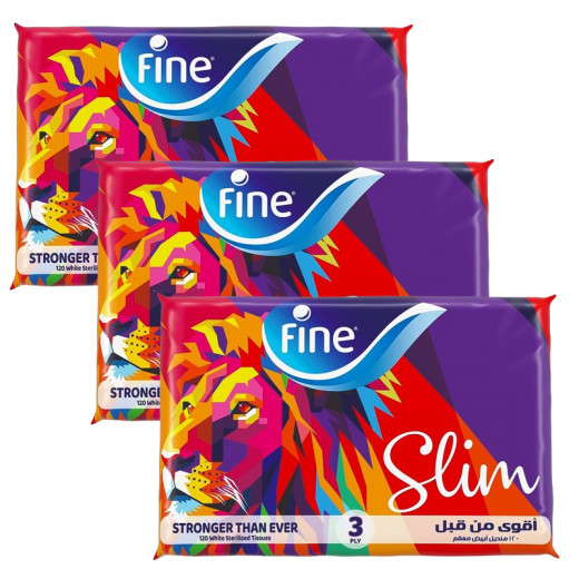 Fine Fluffy Slim Facial Tissue 3 Packs (120 Sheets, 3 Layers in each)