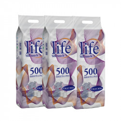 Life Toilet Roll 500 sheets 2 ply, 3 PACKS