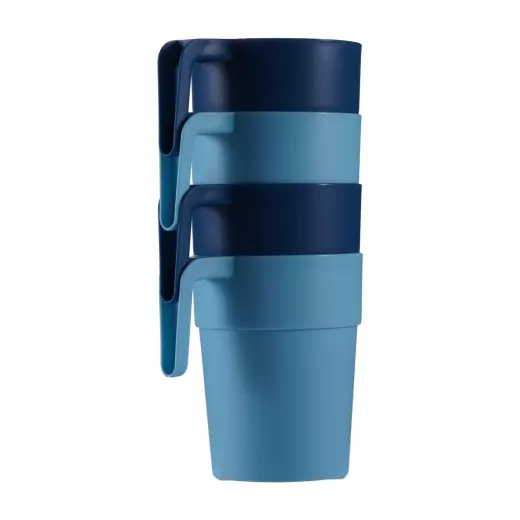 Vague Water Pitcher 1.8 Liter with 4 Cups Set, Blue