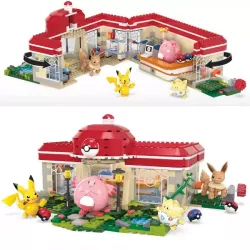 MEGA Pokemon Building Toy Kit, Forest Pokémon Center with 4 Action Figures - 648pcs